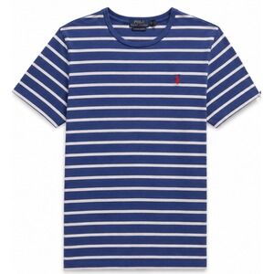 Polo Ralph Lauren Blue White Striped Custom Slim Fit T-Shirt XL Red Pony Logo